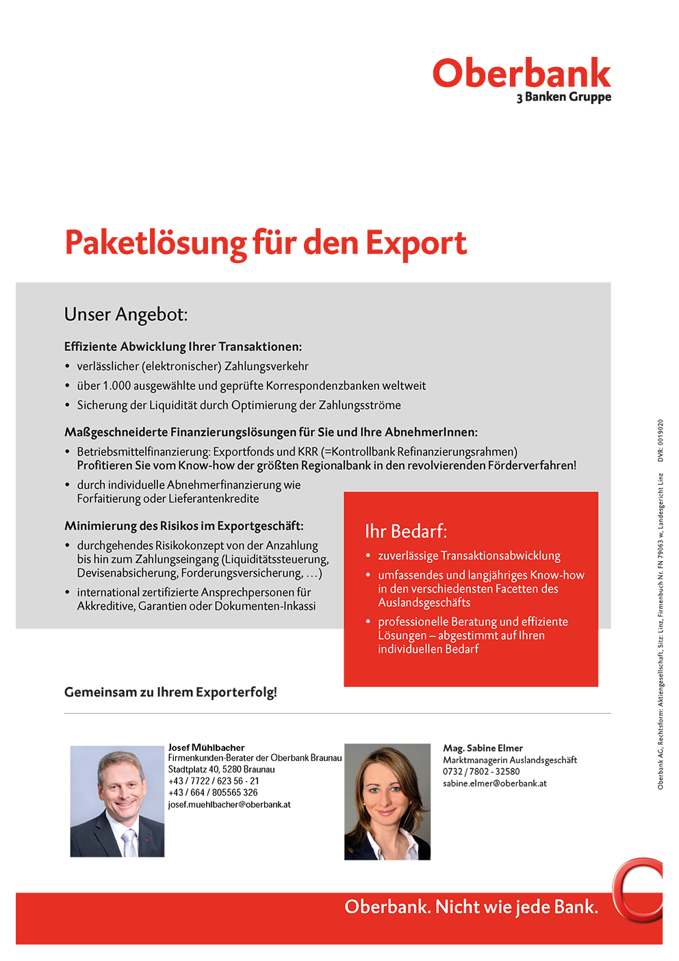 Oberbank - Paketlösung für den Export